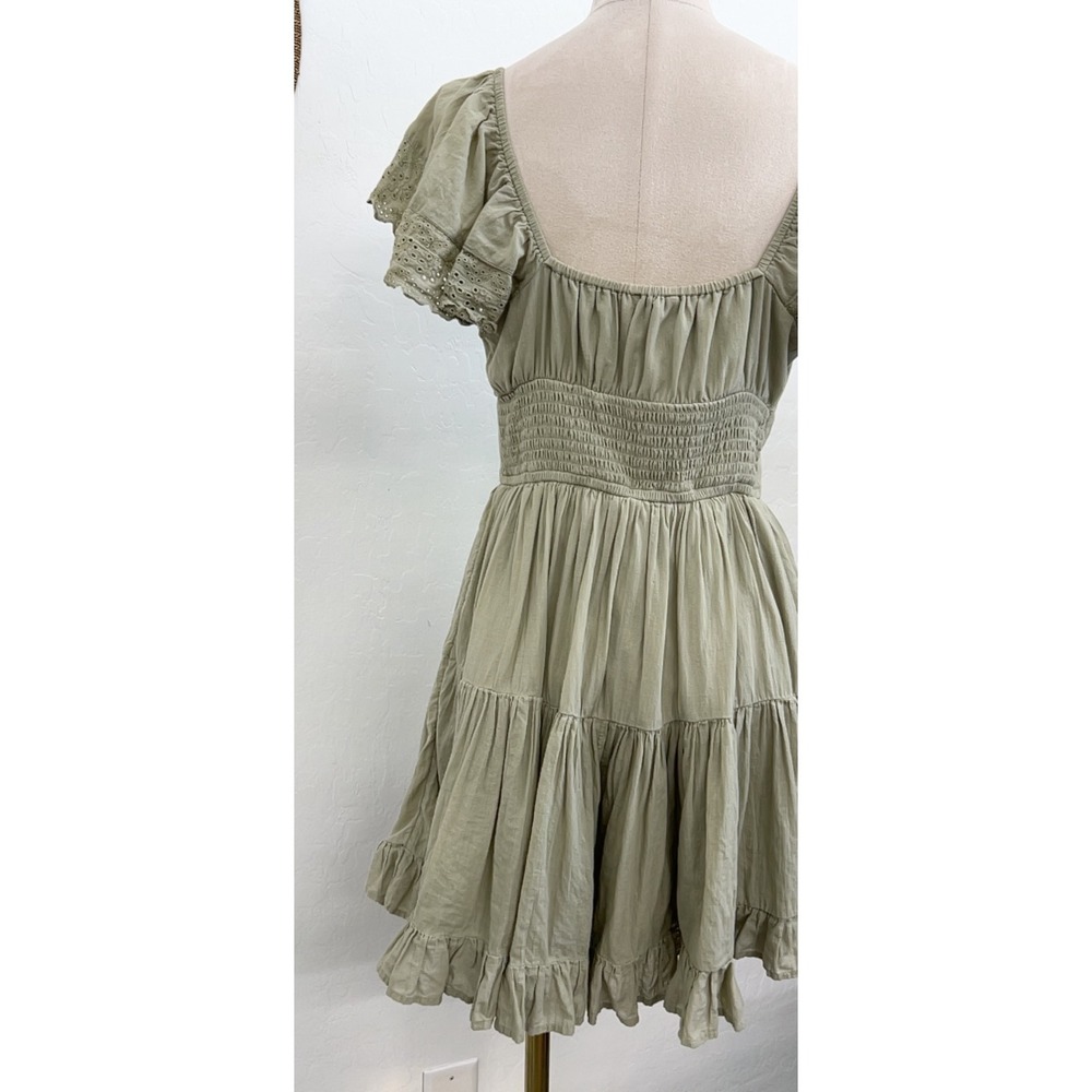 American Eagle babydoll dress sz S sage green cottage coquette core peasant boho - Picture 7 of 11
